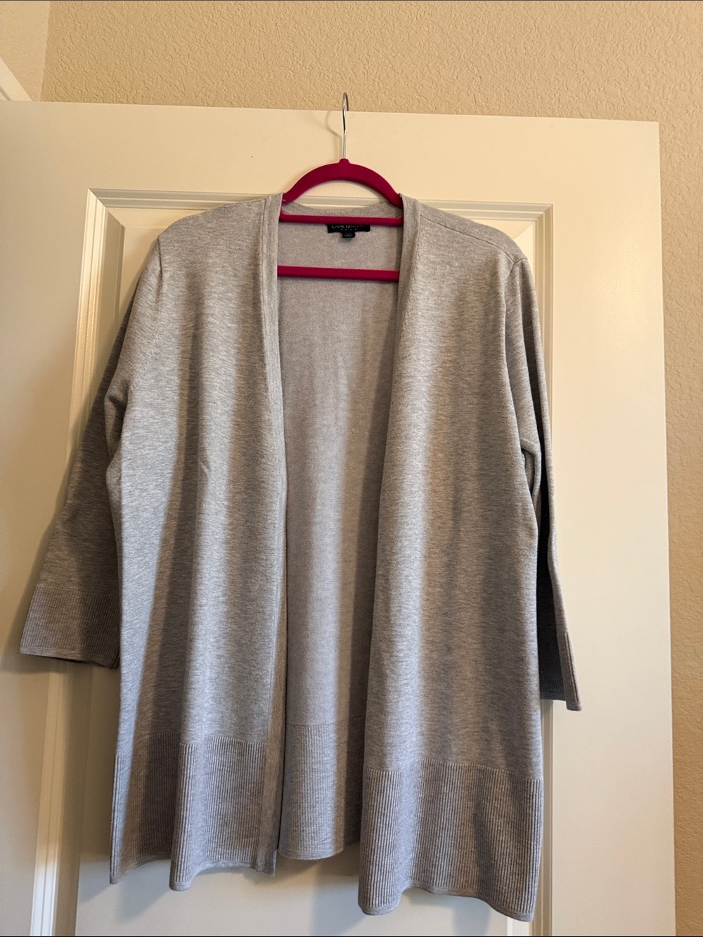 Lane Bryant Light Gray Open-Front Cardigan- 3/4 Sleeve